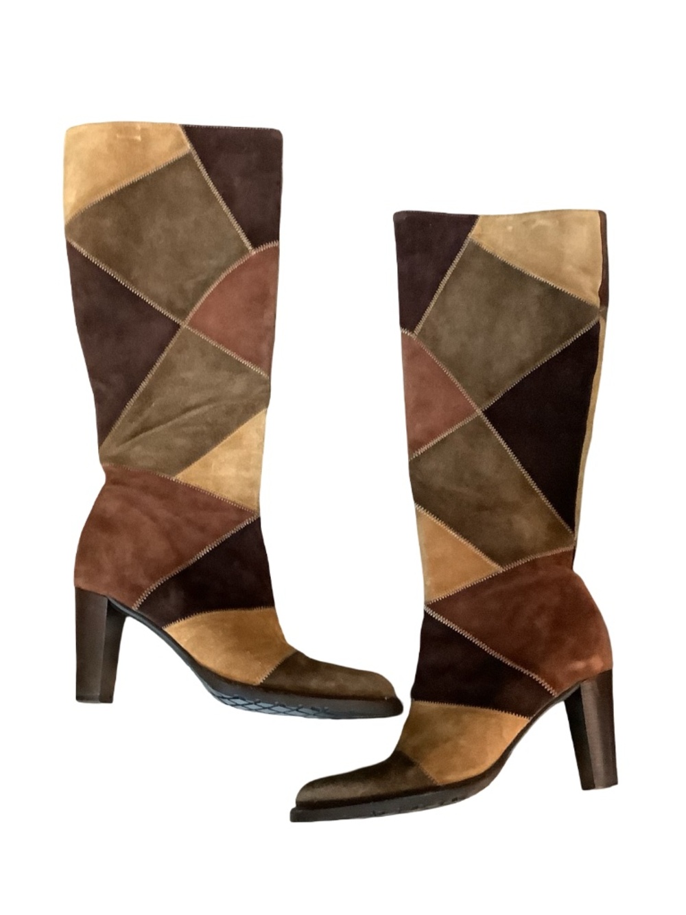 Vera Gomma Suede Patchwork Boots Size: 38.5